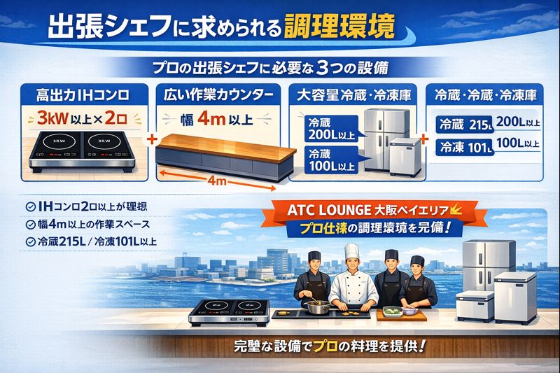 大阪のレンタルキッチン市場の規模別分類と料金相場を示すインフォグラフィック